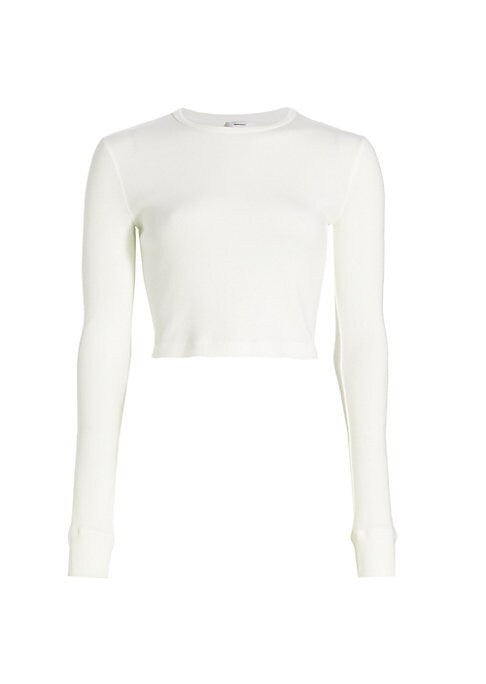 Cropped Ribbed Long Sleeve Top