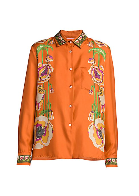 Poppy Print Silk Top