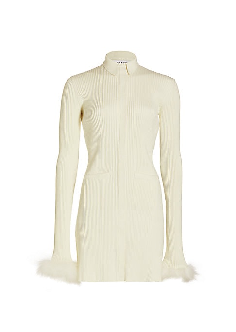 Feathered Turtleneck Dress