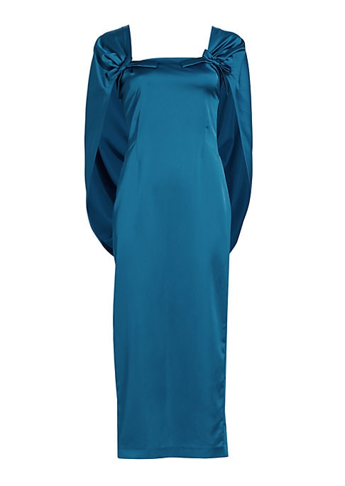 Luxe Satin Cape Midi Dress