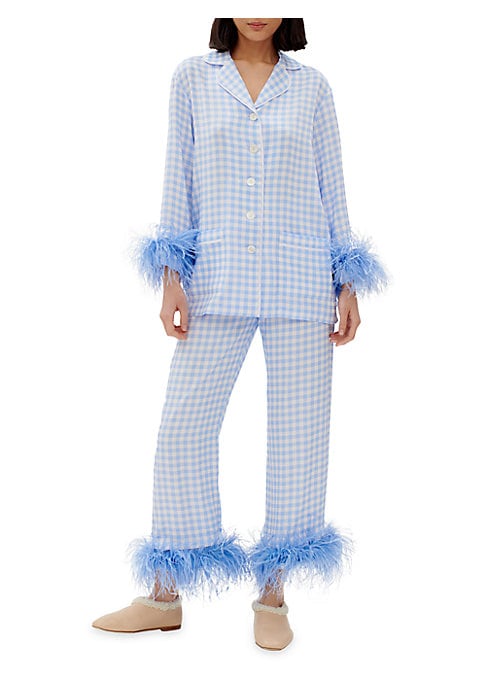 Feathered Gingham Pajama Set
