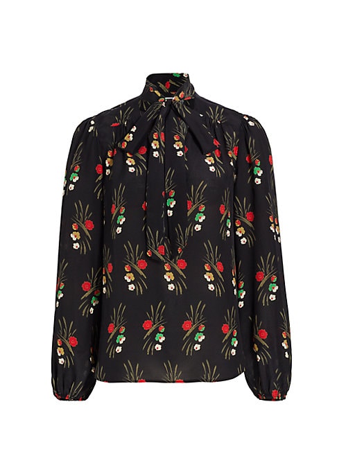 Floral Tie Neck Blouse
