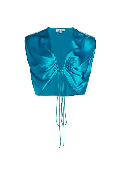 Lustrous Tie Front Top