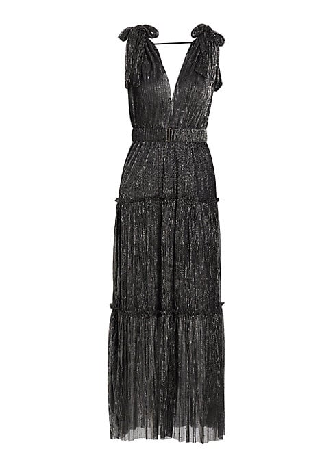 Metallic Plunge Midi Dress