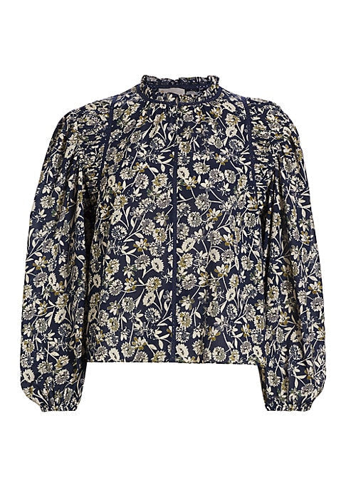 Lace-Trim Floral Blouse