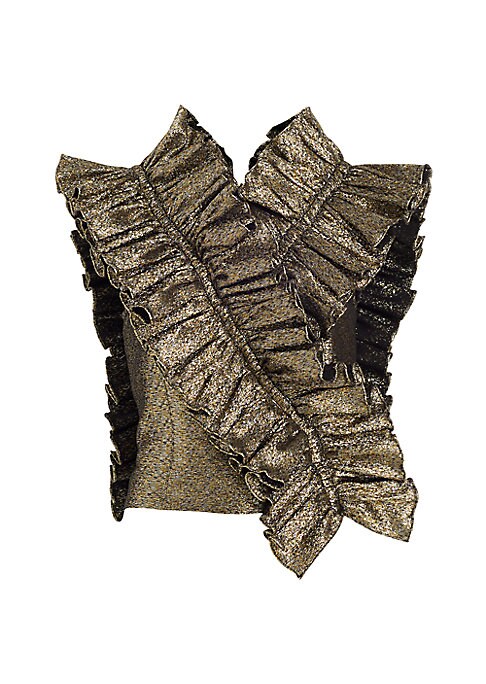 Ruffled Metallic Crop Top