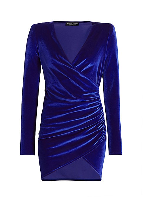 Velvet V-Neck Ruched Dress