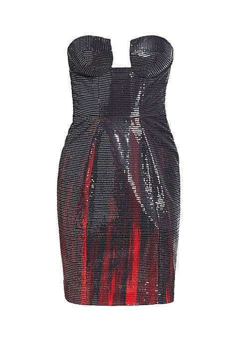 Sequin Split Neck Minidress