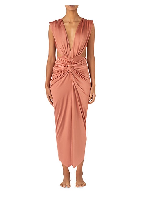 V-Neck Ruched Maxi Dress