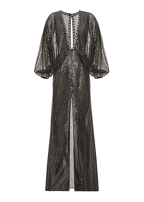 Glistening Sleeve Slit Gown