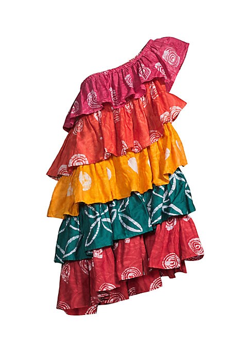 Vibrant Ruffled Asymmetry Dress