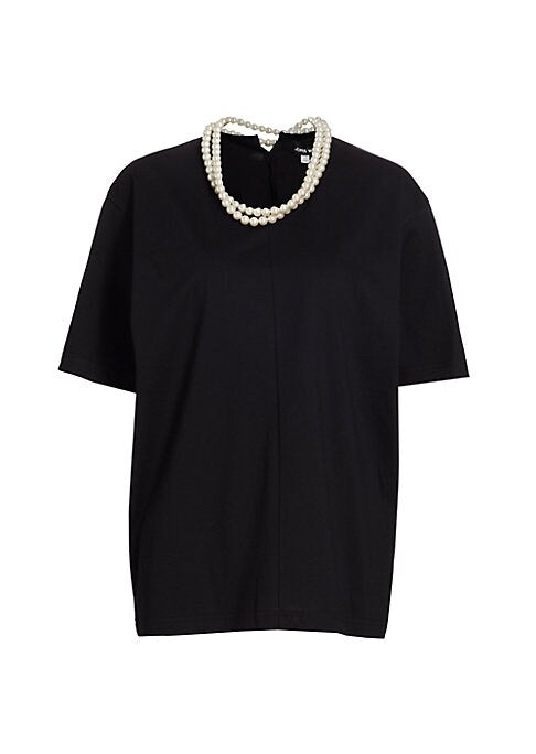 Pearl-Trimmed Boxy Tee