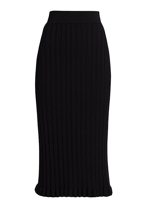 Ruffled Midi Knit Skirt