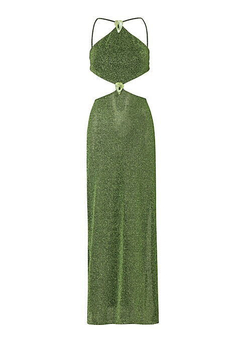 Metallic Cut-Out Maxi Dress