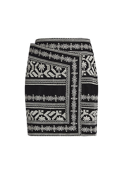 Embroidered Wrap Miniskirt