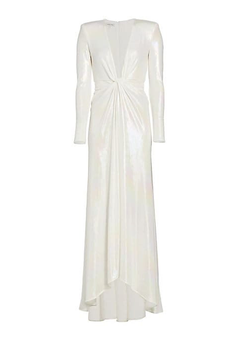 Draped V-Neck Evening Gown