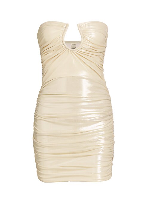 Ruched U-Neck Mini Dress