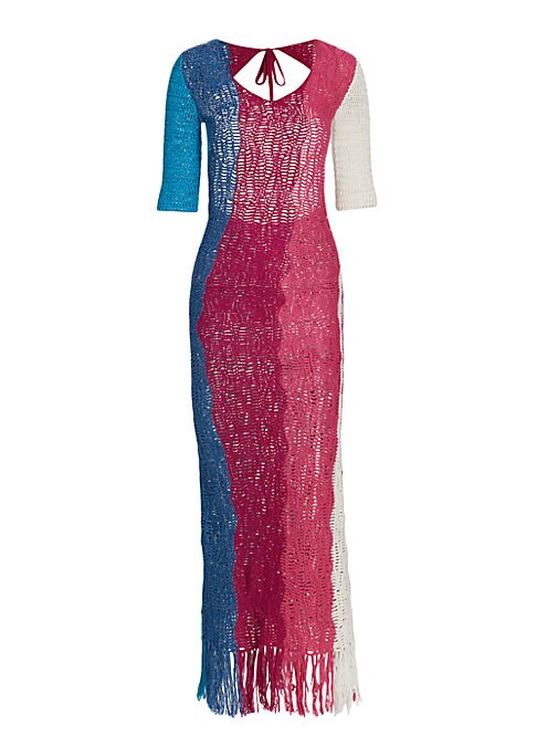 Fringe V-Neck Maxi Dress