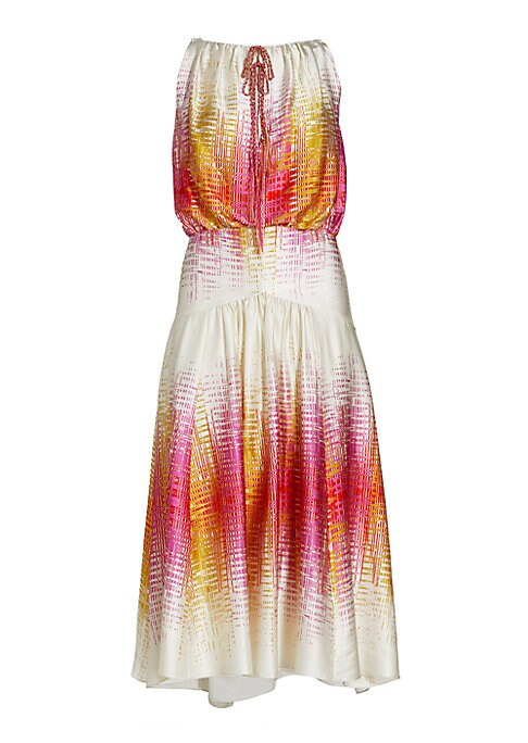Pixelated Silk Midi Elegance