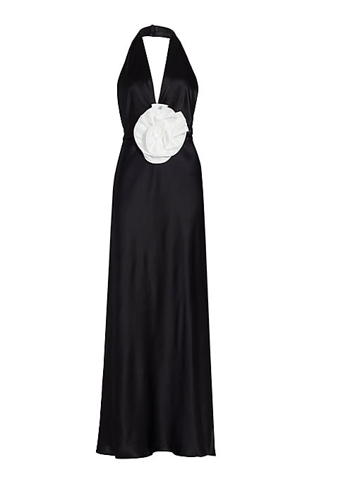 Regal Rosette Silk Gown