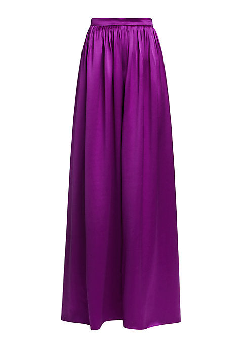 Lustrous Silk Wide-Leg Trousers
