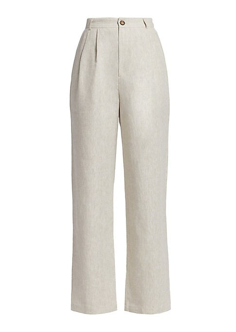 Linen Pleat Straight Pants