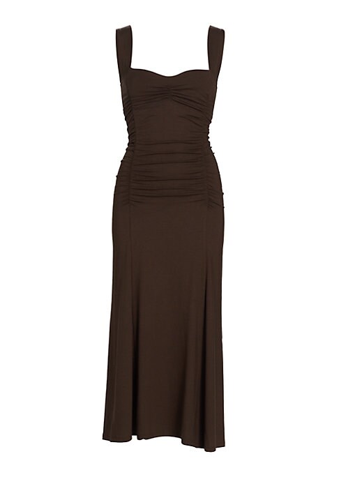 Shirred Elegance Midi-Dress