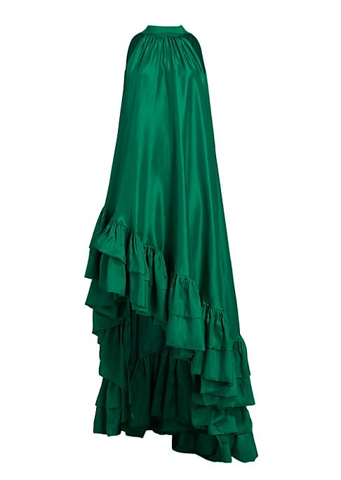 Silk Ruffle Hi-Lo Dress