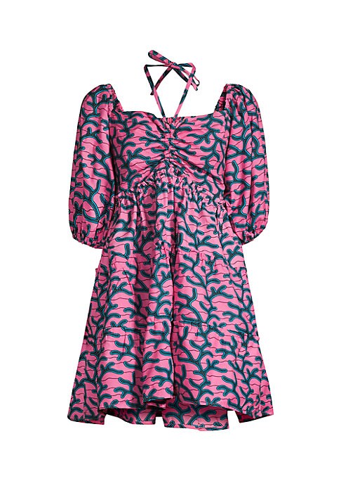 Coral Puff Minidress