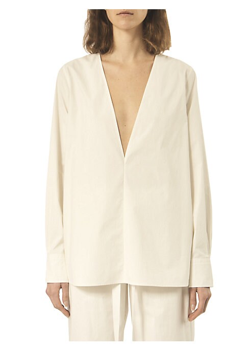V-Neck Cotton Blouse