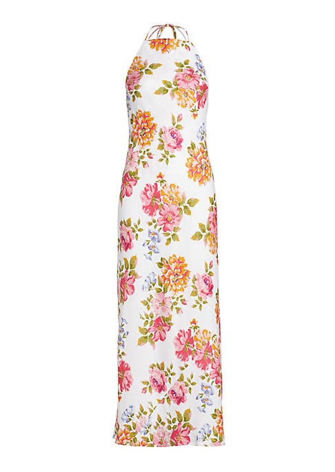Chic Floral Linen Maxi Dress