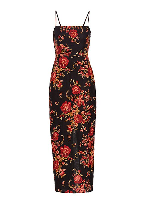 Floral Linen Midi Dress