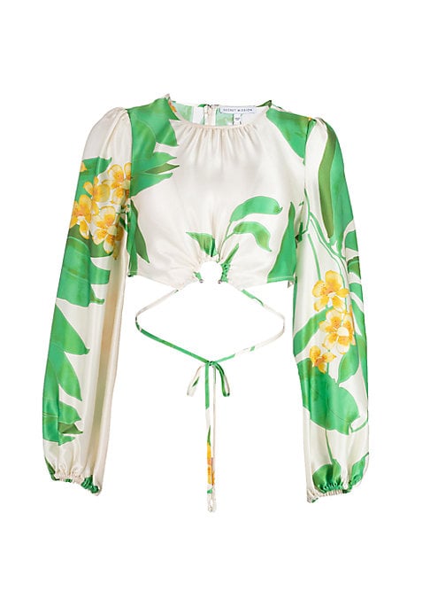 Floral Cutout Silk Blouse