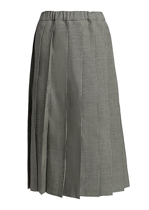 Houndstooth Wool Midi Skirt