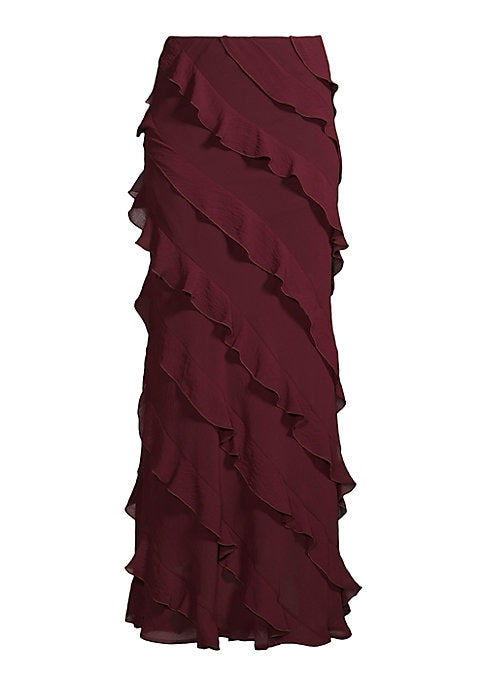 Ruffled Asymmetric Maxi Skirt