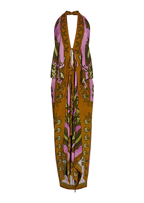 Floral Silk Backless Dress