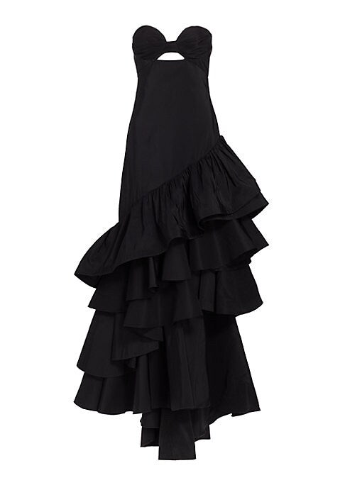 Silk Elegance Ruffle Gown