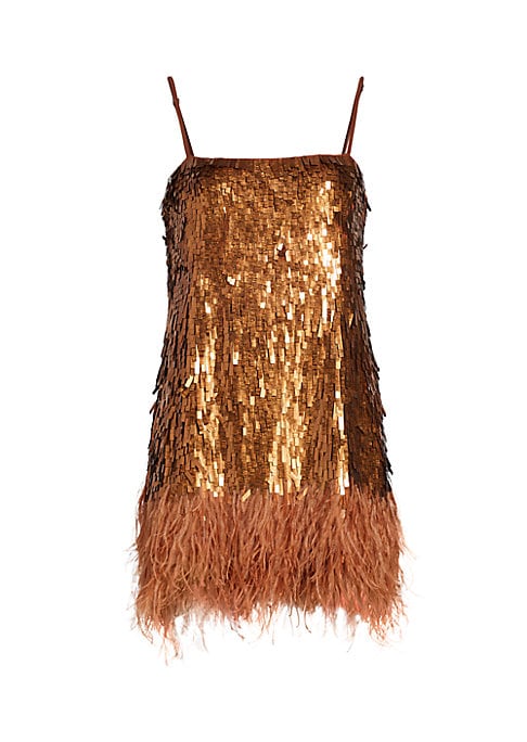 Glam Feathered Sequin Dress