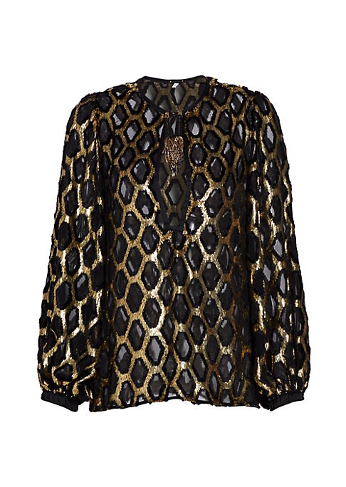 Metallic Balloon Sleeve Top