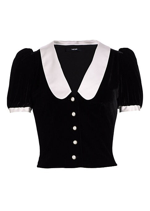 Velvet Collar Blouse