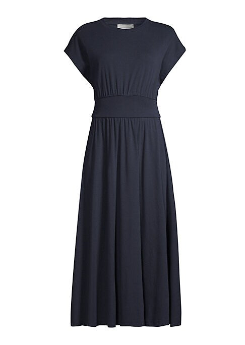 Pleated Cap Sleeve Dress