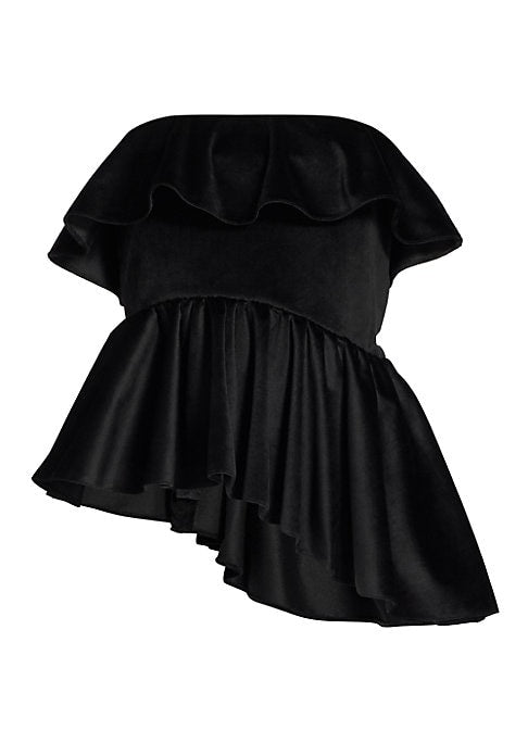 Satin Ruffle Peplum Top