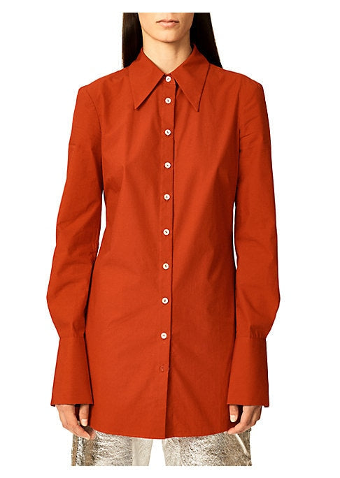 Flared Cuff Longline Shirt