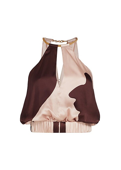 Silk Cutout Halter Top