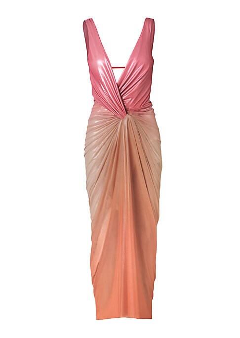 Twist-Front Satin Glam Gown
