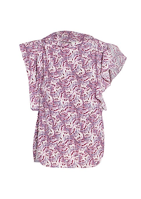 Silk Ruffle Asymmetric Top