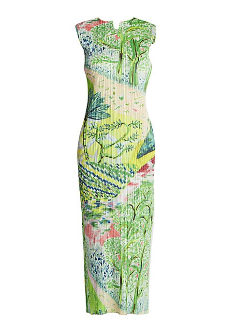 Garden Pleat Maxi Dress
