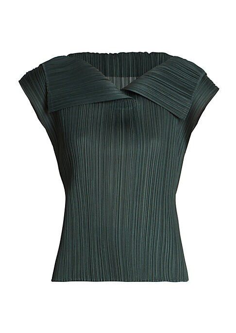 Plissé Cap-Sleeve Top