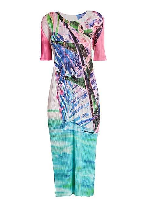 Vibrant Pleated Midi Dress