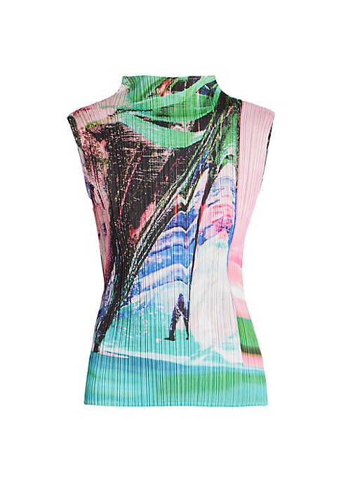 Bright Pleat Mock Top